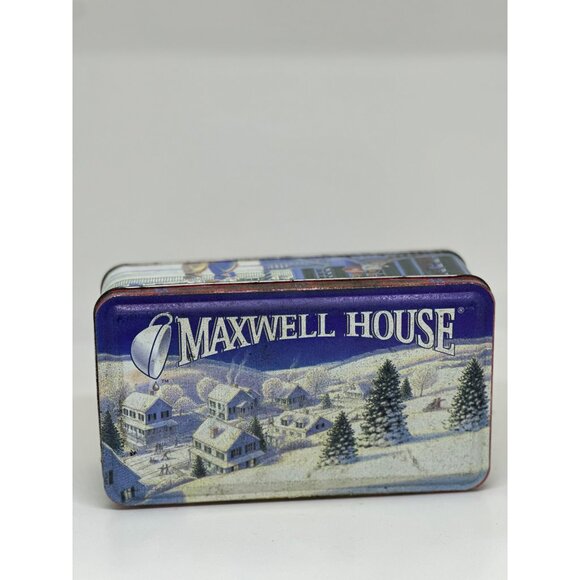 VTG 1997 Maxwell House Coffee Collectors Tin Winter Town Holiday Christmas Empty - Picture 2 of 6